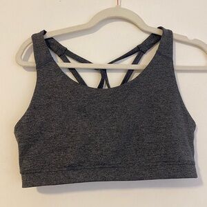 Grey strappy sports bra